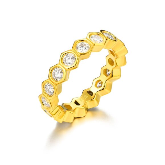 1.70ct Moissanite Eternity Ring Size 8 Gold Plated Silver